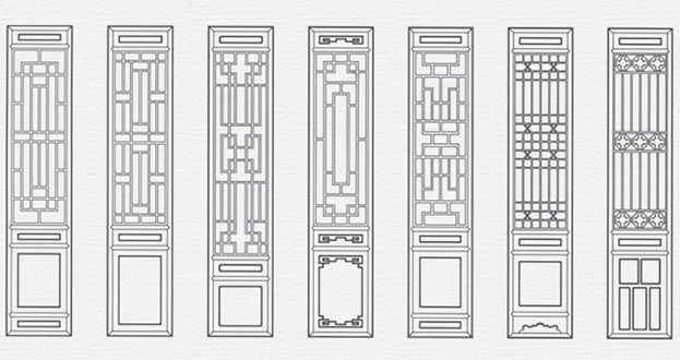 巴宜常用中式仿古花窗图案隔断设计图