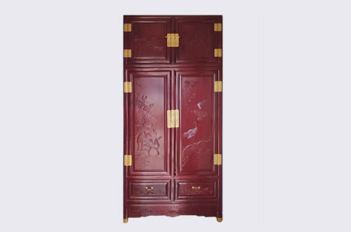 巴宜高端中式家居装修深红色纯实木衣柜